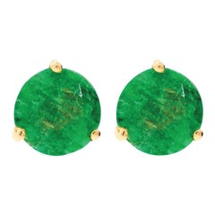 Alessa Emerald Studs 18 Karat Yellow Gold Bloom By Lu Collection