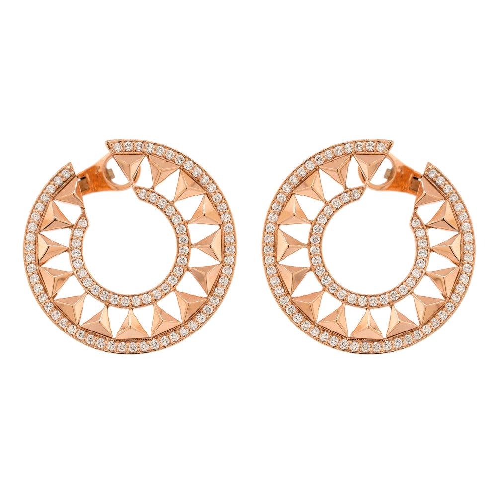 Alessa Force Hoops Pave Earrings 18 Karat Rose Gold Eruption Collection For Sale
