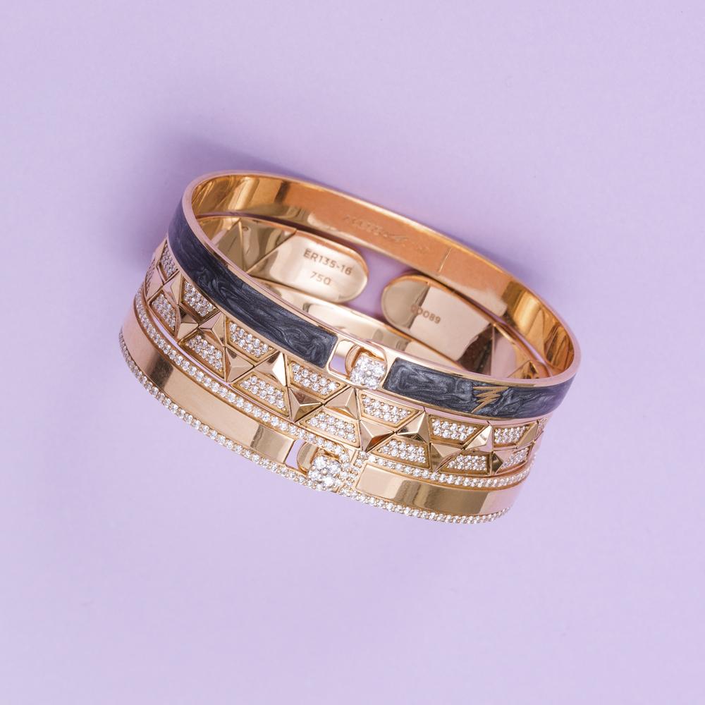 Contemporary Alessa Paris Stack 18 Karat Rose Gold Unity Stacks Collection For Sale