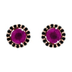 Alessa Ruby Stud + Black Cluster 18 Karat Rose Gold Bloom By Lu Collection