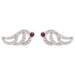 Alessa Ruby Swan Pave Studs 18 Karat White Gold Give Wings Collection