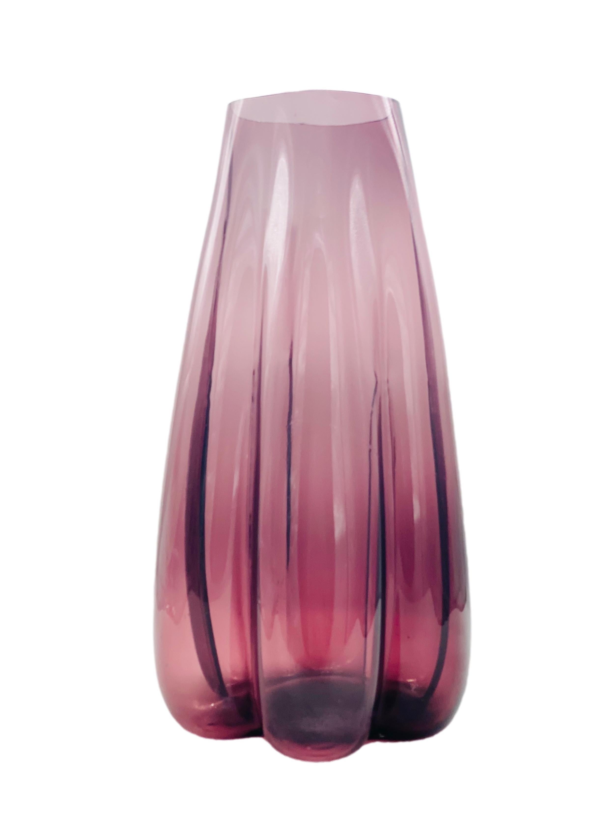 Mid-Century Modern Alessadro Mendini Style Venetian Violet Murano Glass Vase, Italy 1970s For Sale