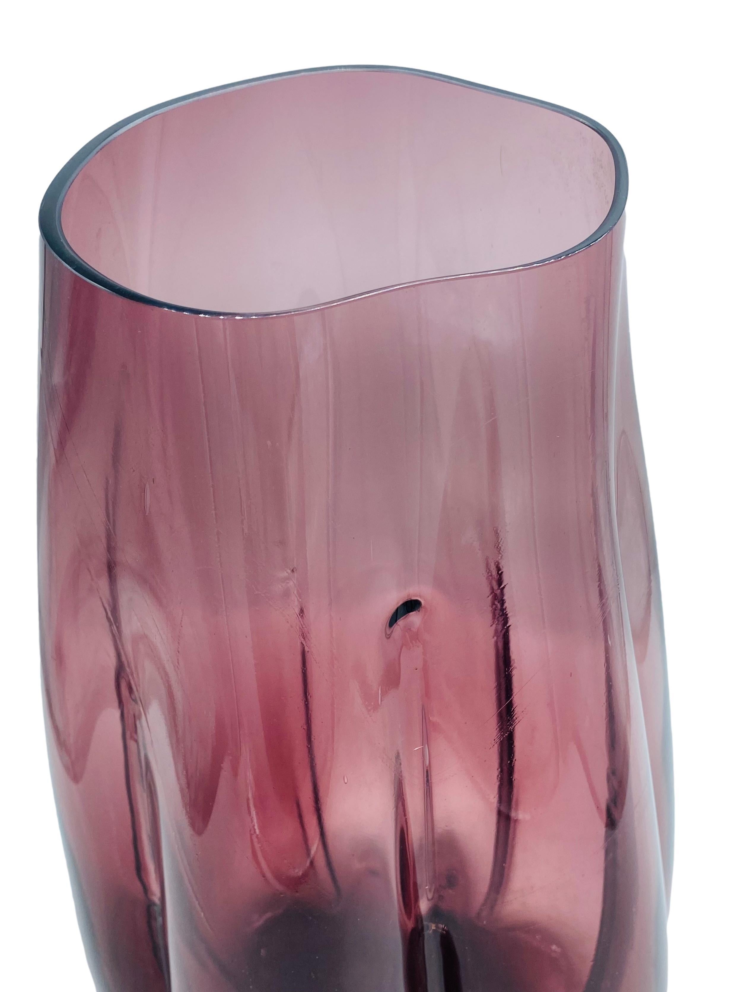 Italian Alessadro Mendini Style Venetian Violet Murano Glass Vase, Italy 1970s For Sale