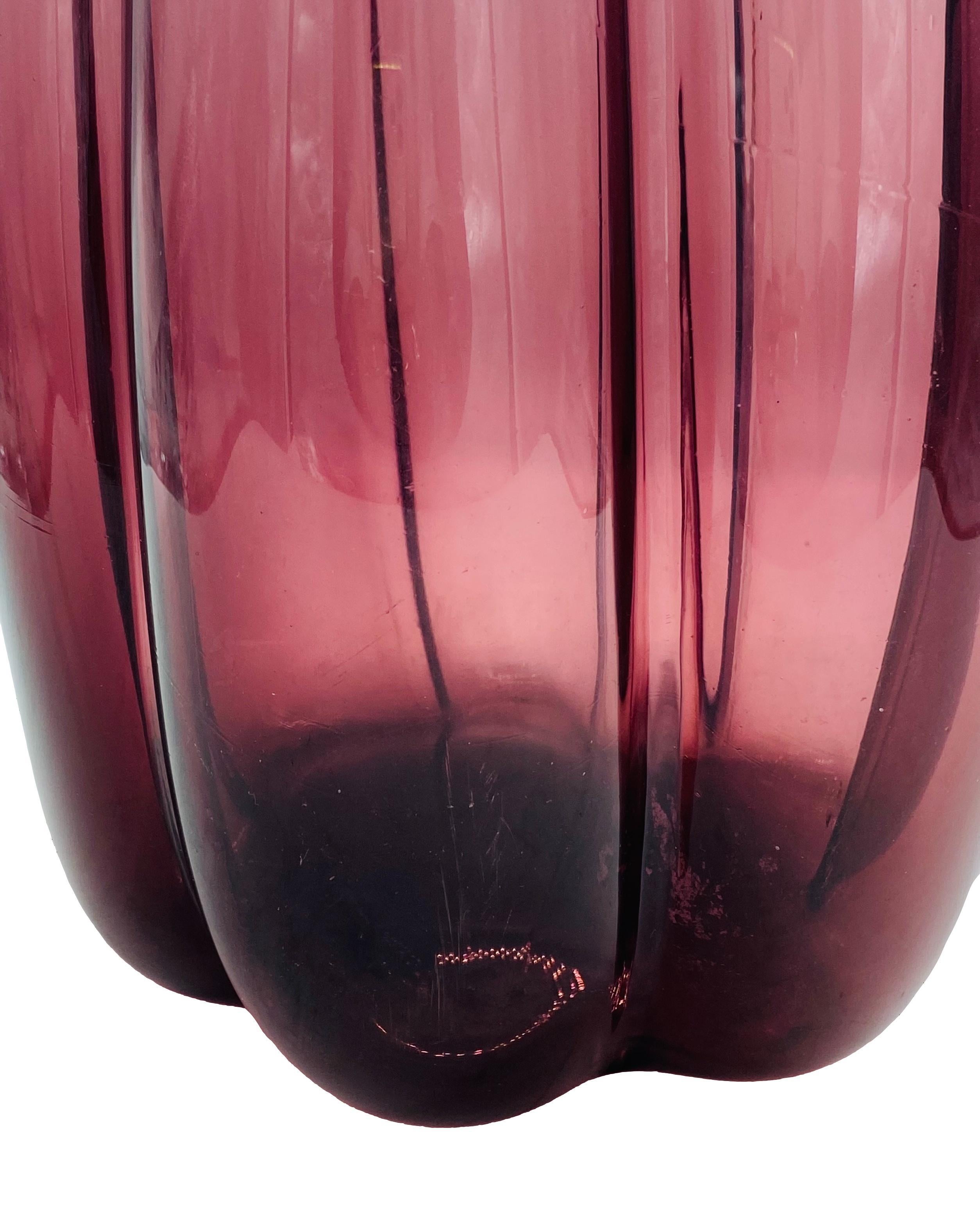 Late 20th Century Alessadro Mendini Style Venetian Violet Murano Glass Vase, Italy 1970s For Sale