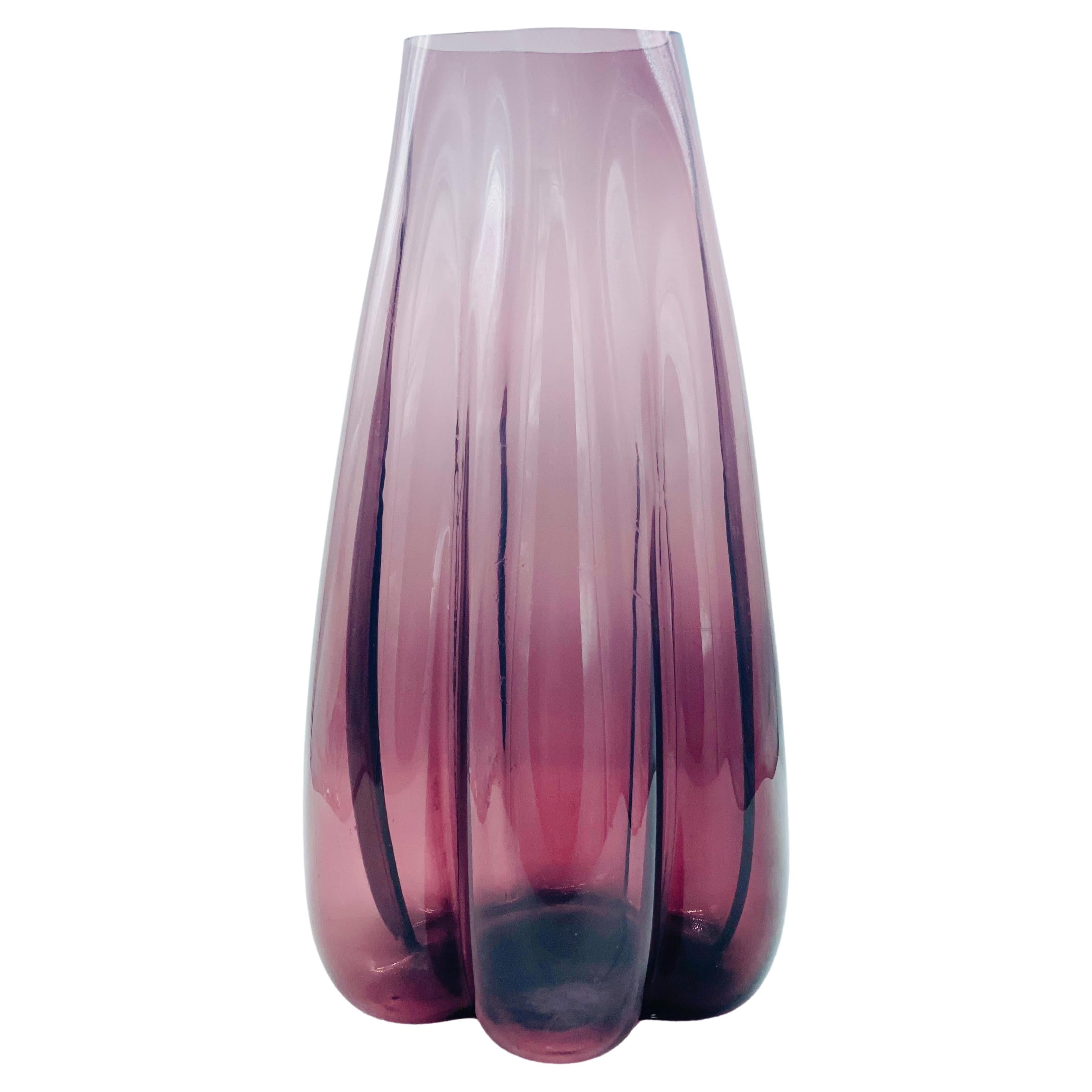 Alessadro Mendini Style Venetian Violet Murano Glass Vase, Italy 1970s