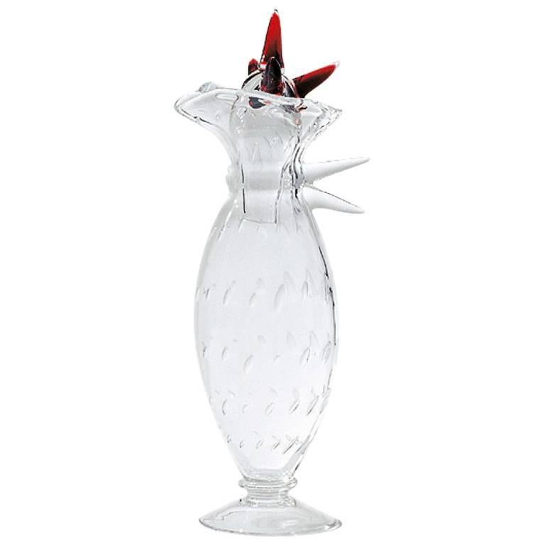 Alessandra Clear and Red Blown Glass Jug by Borek Sipek for Driade For Sale