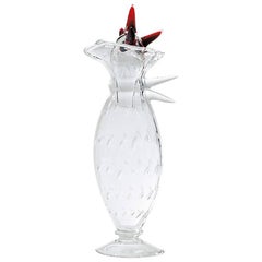 Alessandra Clear and Red Blown Glass Jug by Borek Sipek for Driade