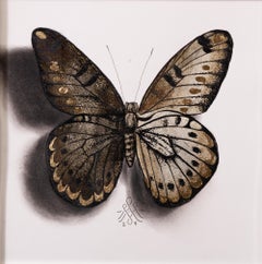 "Butterfly no. 78" Disegno con foglia d'oro e oro bianco di Alessandra Maria
