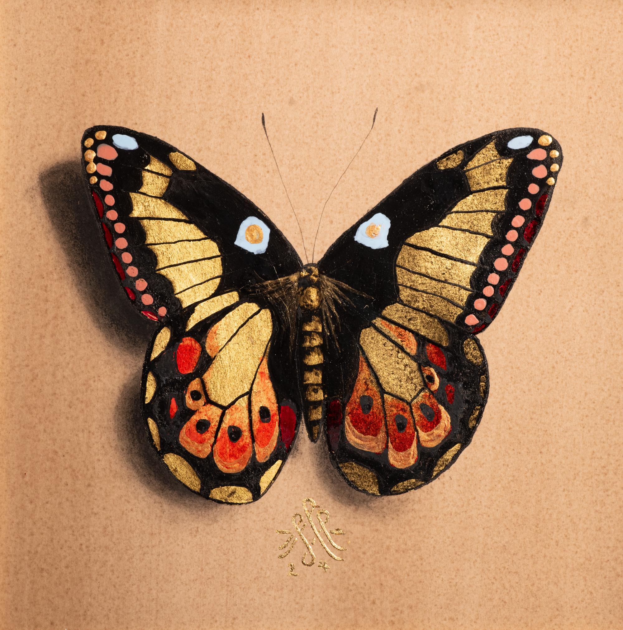 "Butterfly no. 83" Disegno con foglia d'oro di Alessandra Maria