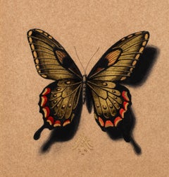 Dessin papillon n° 89 avec feuille d'or d'Alessandra Maria