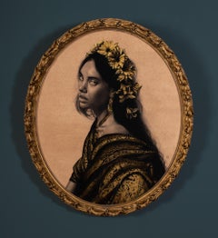 Dibujo "Lucia" con pan de oro de Alessandra Maria