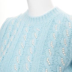 ALESSANDRA RICH – Kurzer Pullover aus Alpaka-Mischung mit Zopfmuster und Perlenverzierung, Größe IT36