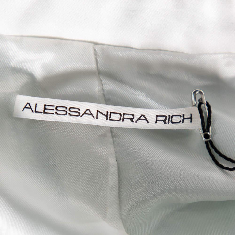 Alessandra Rich - Veste courte en tweed vert aqua à boutons sur le devant, taille S Excellent état - En vente à Dubai, Al Qouz 2