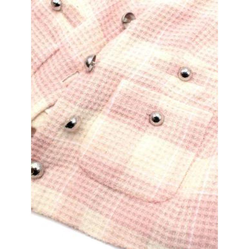 Alessandra Rich Baby Pink and White Wool Cropped Jacket In Excellent Condition For Sale In London, GB