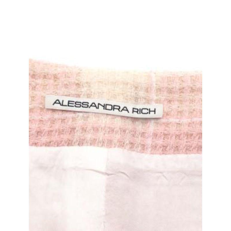 Alessandra Rich Baby Pink and White Wool Cropped Jacket For Sale 4