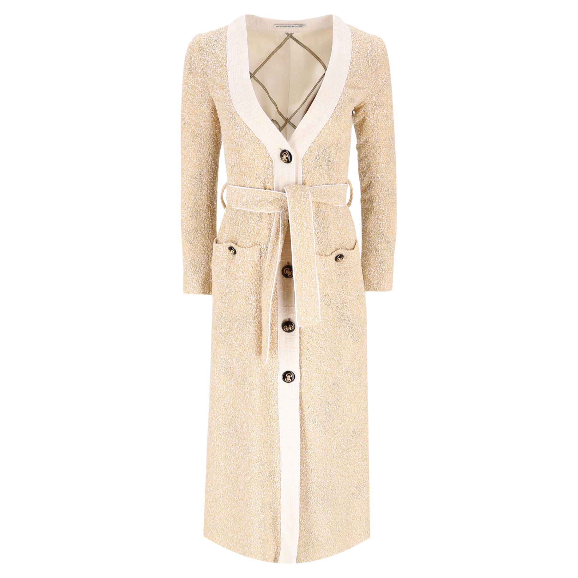 Alessandra Rich - Cardi/Coat in tweed con cintura