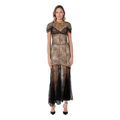 Alessandra Rich Black 
Beige Lace Sheer Dress Size S