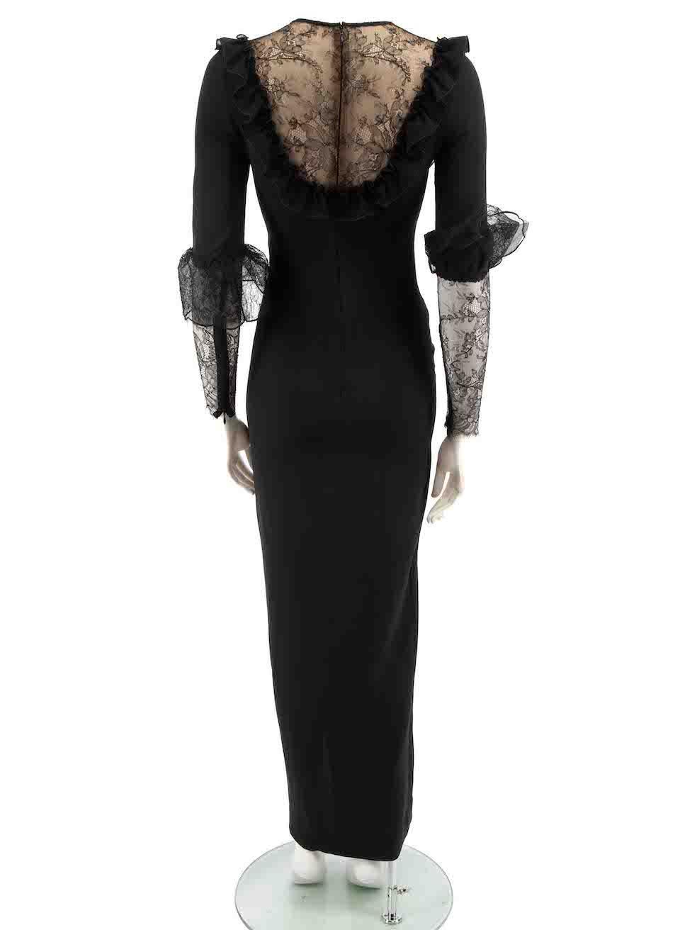 Alessandra Rich, robe longue noire avec détails en dentelle, taille S Bon état - En vente à London, GB