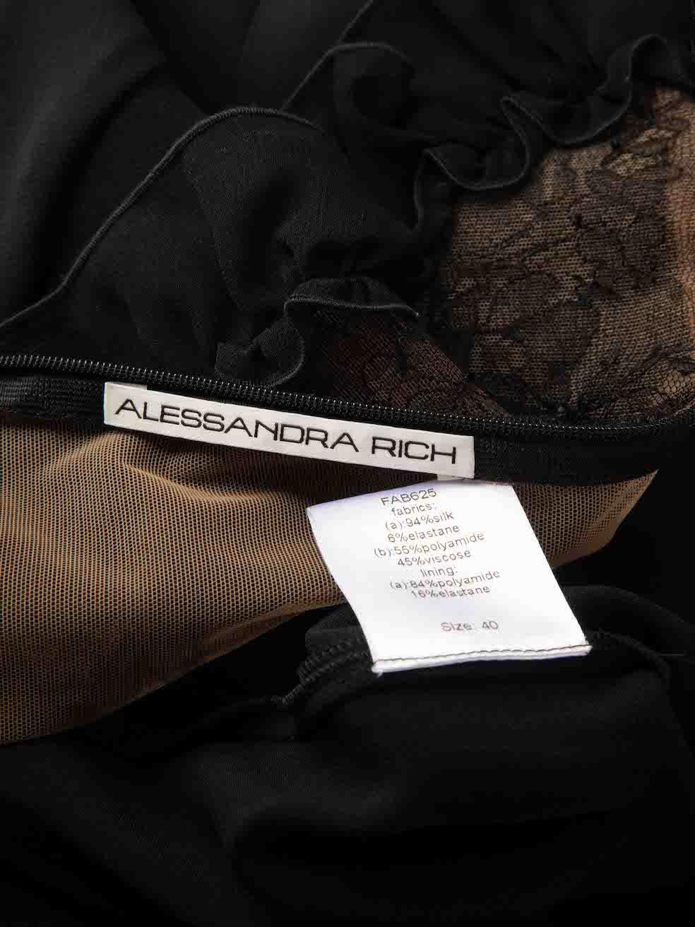 Alessandra Rich, robe longue noire avec détails en dentelle, taille S en vente 2