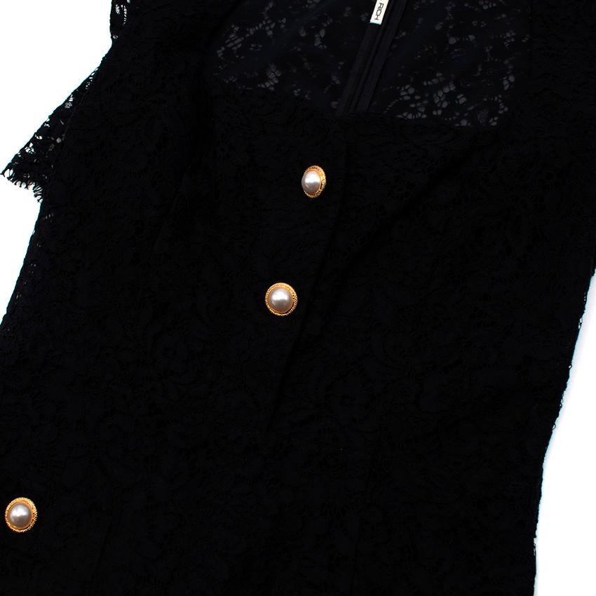 Women's Alessandra Rich Black Lace Fringed Hem Occasion Dress For Sale