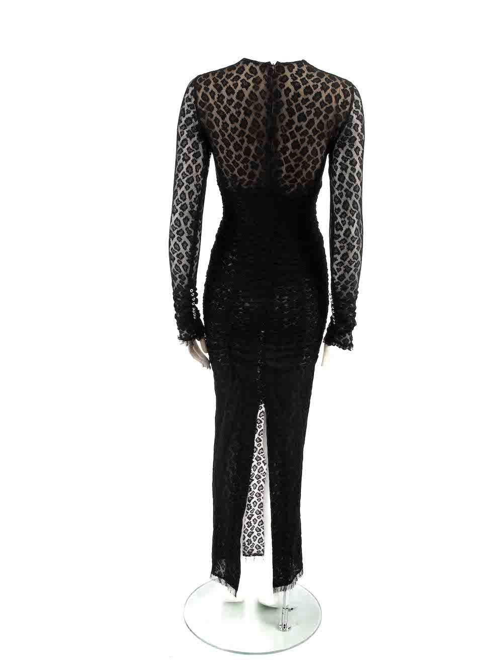 Alessandra Rich, robe longue froncée en dentelle noire, taille S Bon état - En vente à London, GB