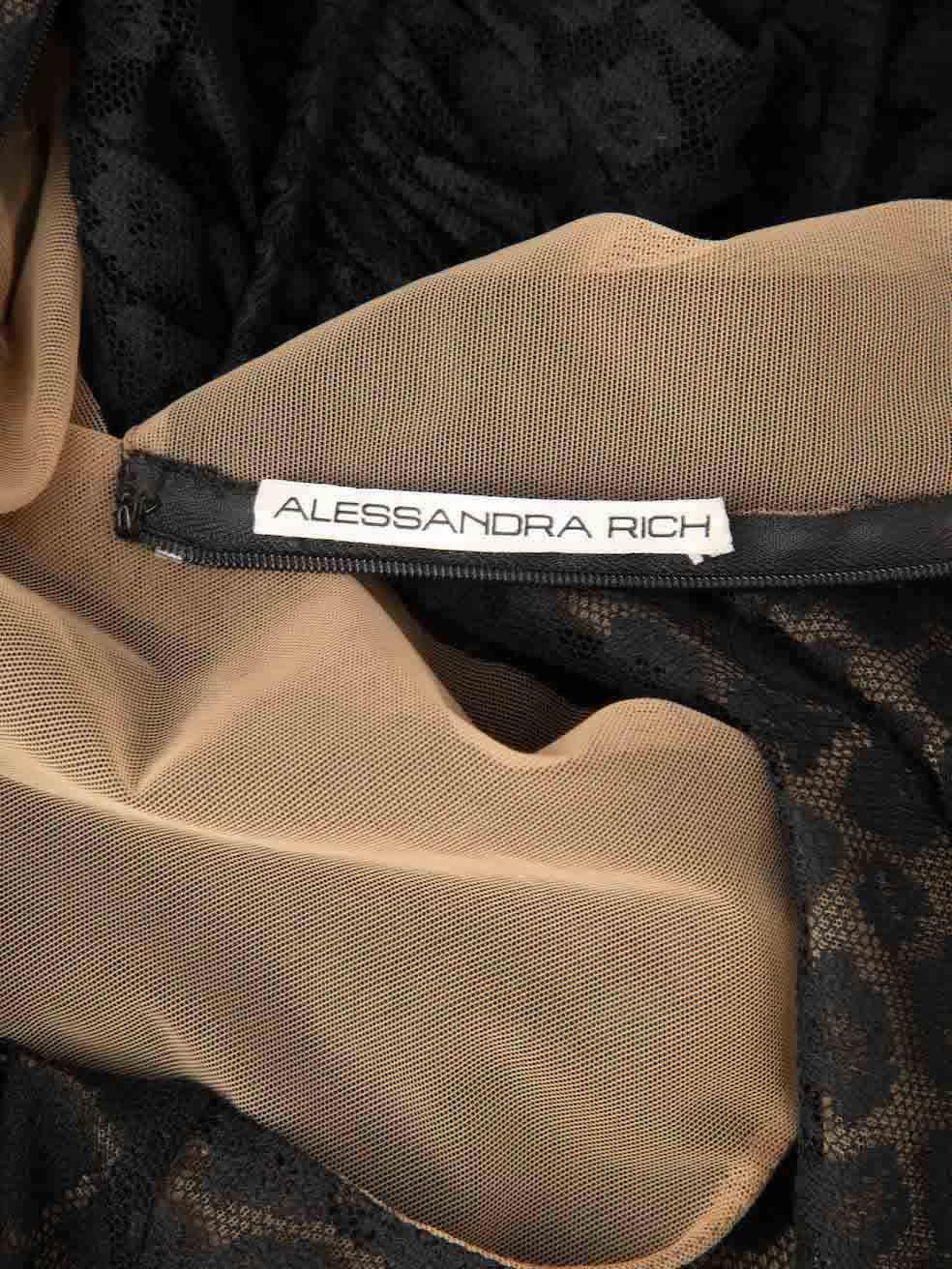 Alessandra Rich, robe longue froncée en dentelle noire, taille S en vente 1