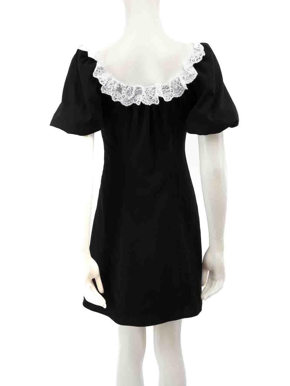 Alessandra Rich Black Lace Trimmed Mini Dress Size M In Excellent Condition For Sale In London, GB