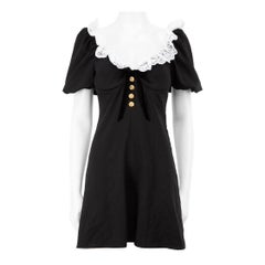 Alessandra Rich, mini abito nero con rifiniture in pizzo, taglia M.