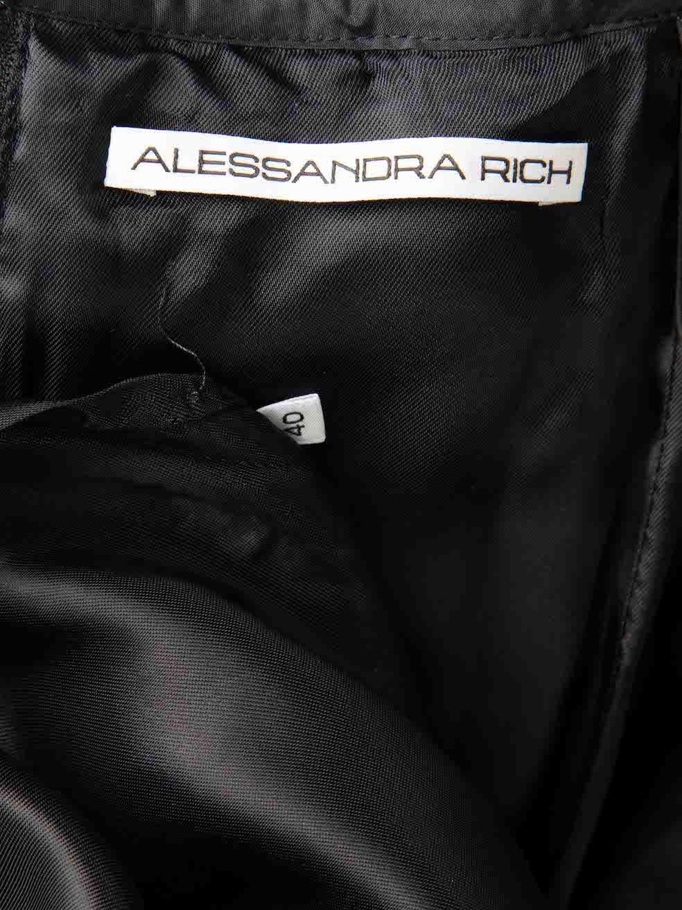 Women's Alessandra Rich Black Pleated Ruffle Trim Dress Size S