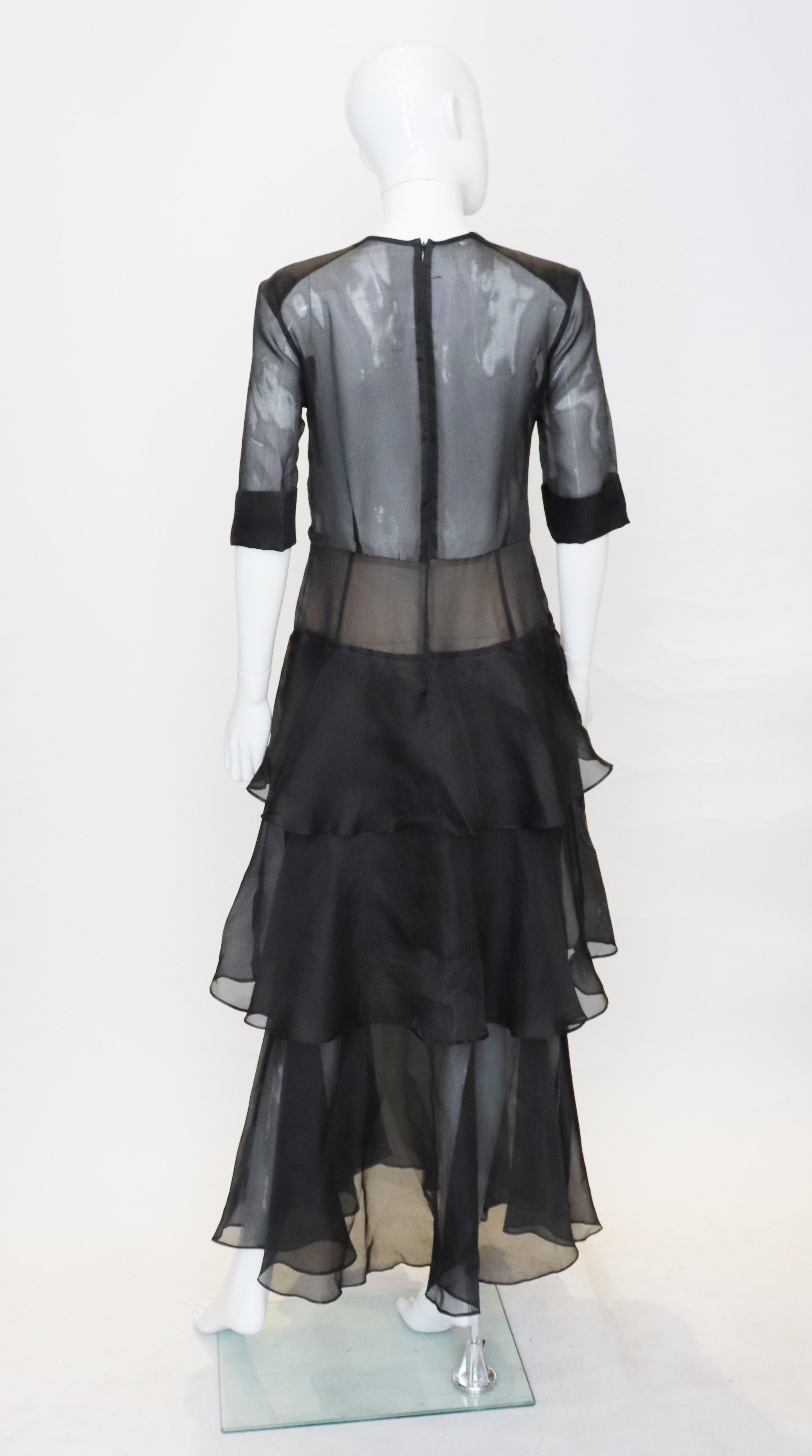Noir Alessandra Rich - Robe en soie noire en vente