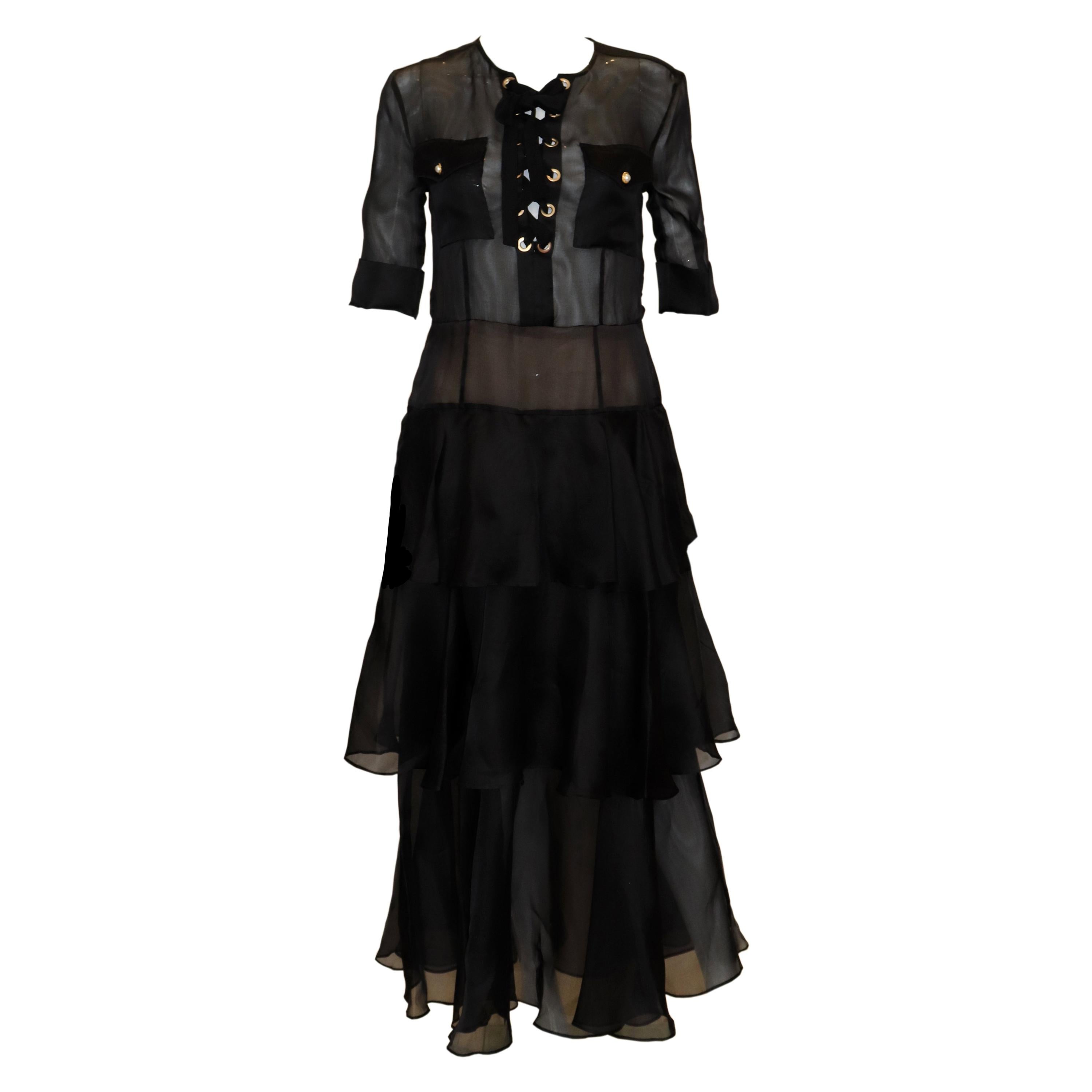 Alessandra Rich - Robe en soie noire en vente