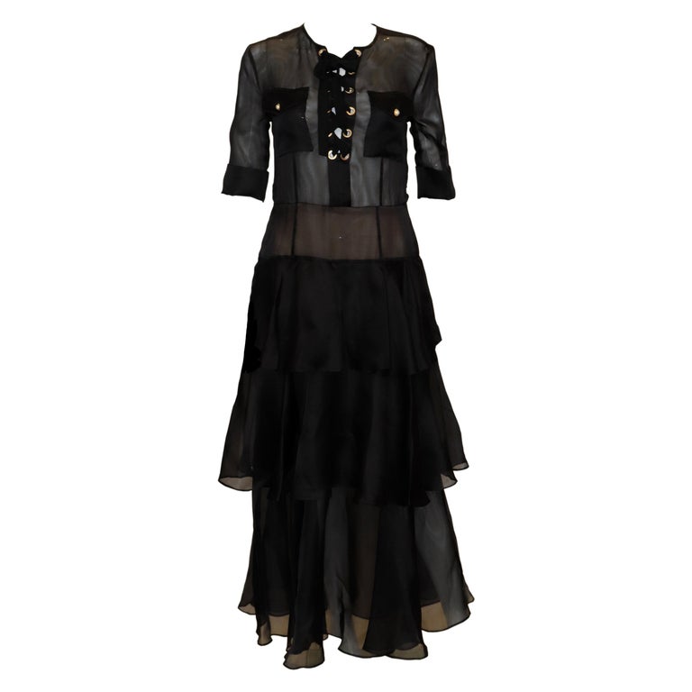Alessandra Rich Black Silk Gown For Sale at 1stDibs | alessandra rich black  dress, alessandra rich black gown, alessandra rich black lace dress