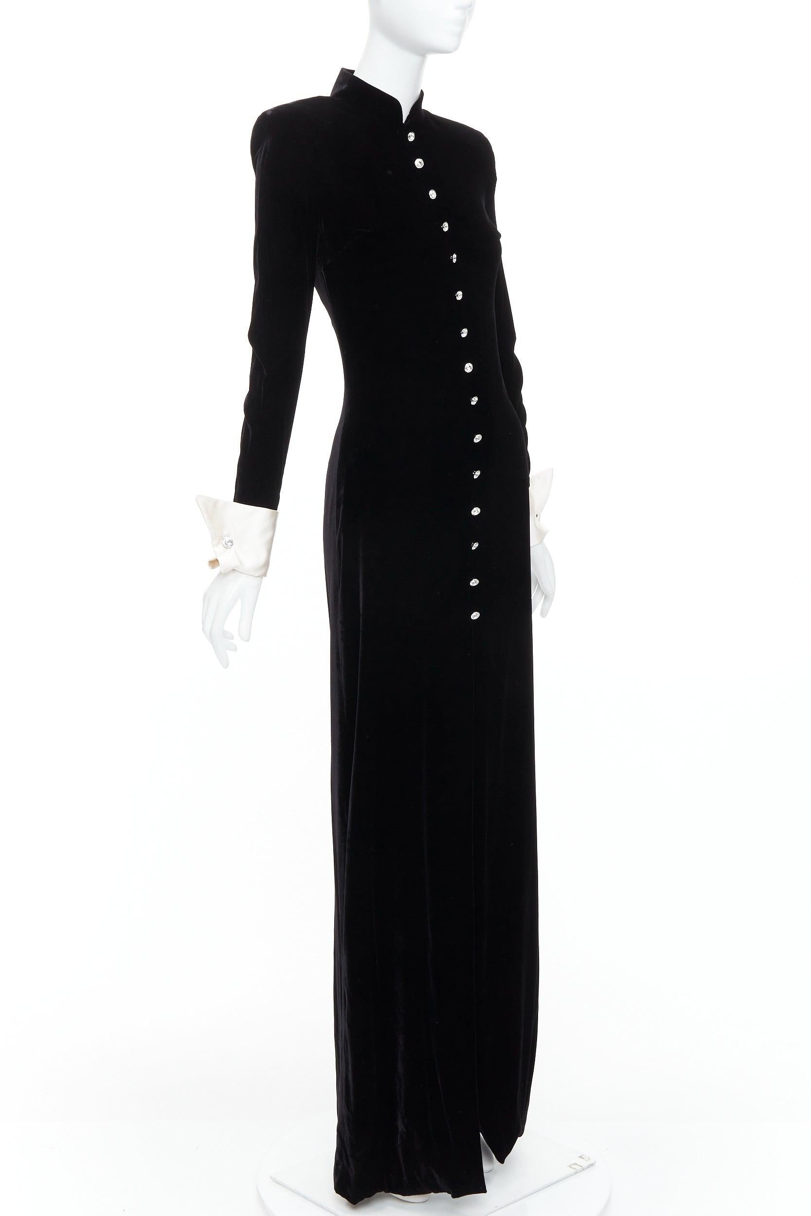 ALESSANDRA RICH vestido de terciopelo de viscosa negro con botones de cristal IT40 S Negro en venta