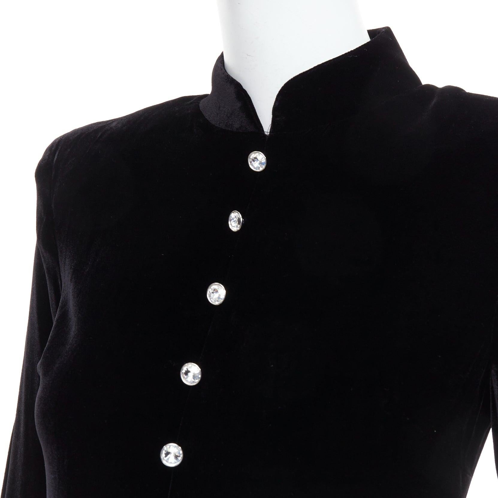 ALESSANDRA RICH vestido de terciopelo de viscosa negro con botones de cristal IT40 S en venta 2