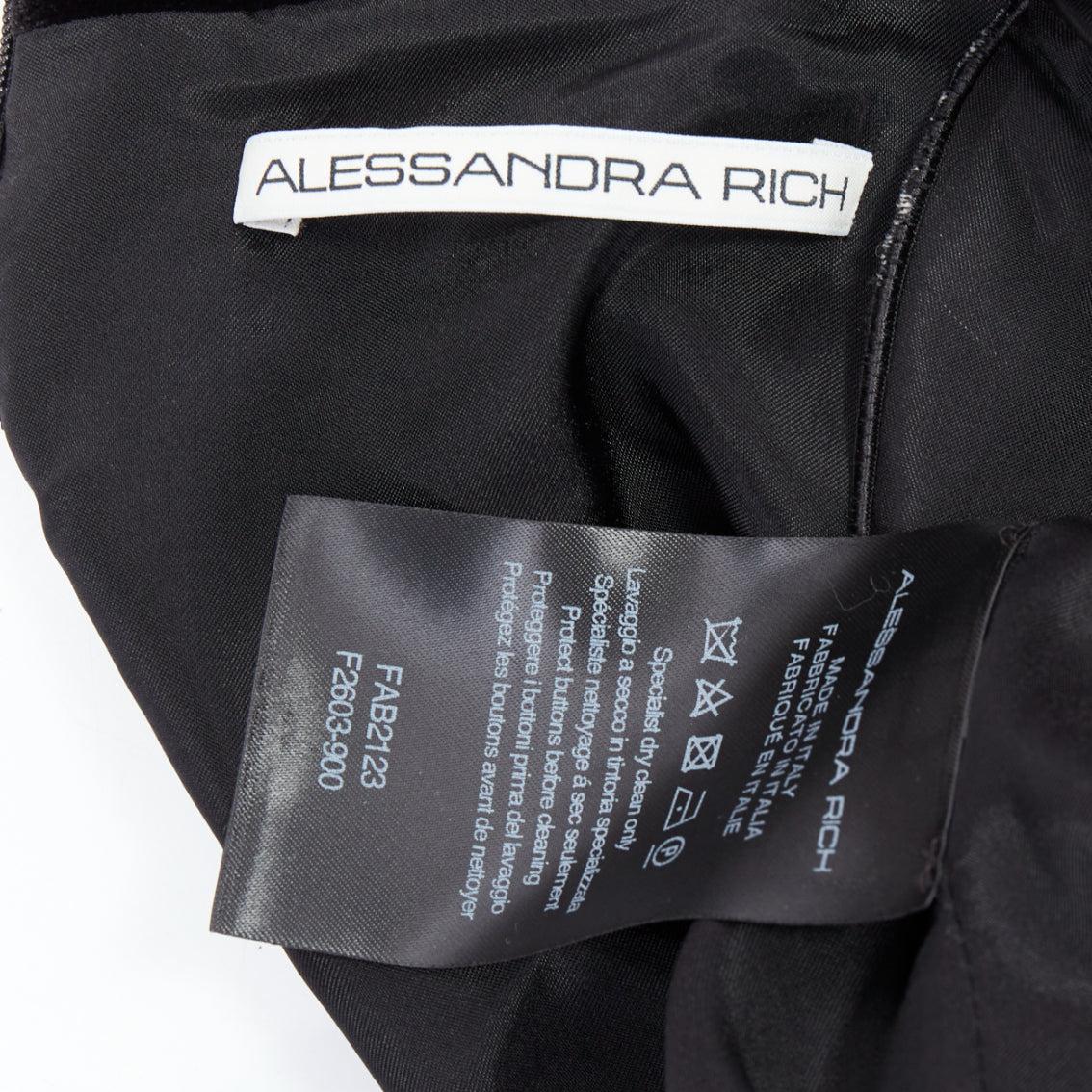ALESSANDRA RICH vestido de terciopelo de viscosa negro con botones de cristal IT40 S en venta 3