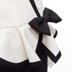 ALESSANDRA RICH black white graphic colorblocked peplum cocktail dress IT38 XS
