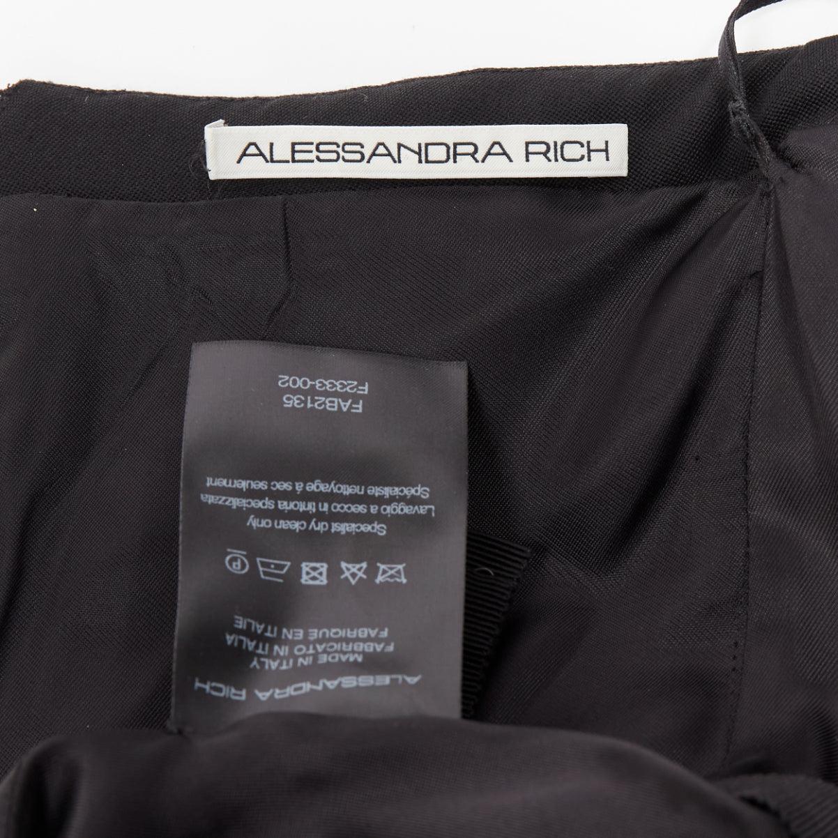ALESSANDRA RICH black white graphic colorblocked peplum cocktail dress IT38 XS For Sale 3