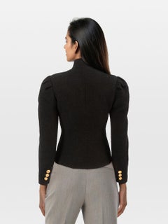 Alessandra Rich Schwarz Wolle Front Cut Out Blazer Größe XS