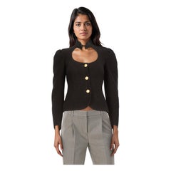 Alessandra Rich - Blazer nero in lana tagliato sul davanti - taglia XS