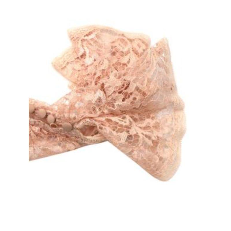 Women's Alessandra Rich Blush Lace Off-Shoulder Gown For Sale