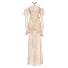 Alessandra Rich Blush Lace Off-Shoulder Gown