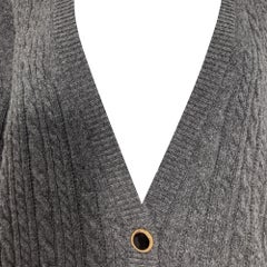 Alessandra Rich Cable-Knit Buttoned Cardigan in Grey Wool