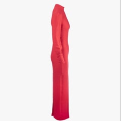 Alessandra Rich Coral Red Embellished Shoulder Maxi Dress - '20s