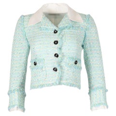 Alessandra Rich Cropped Tweed Cotton Blend Blazer It 38 Uk 6