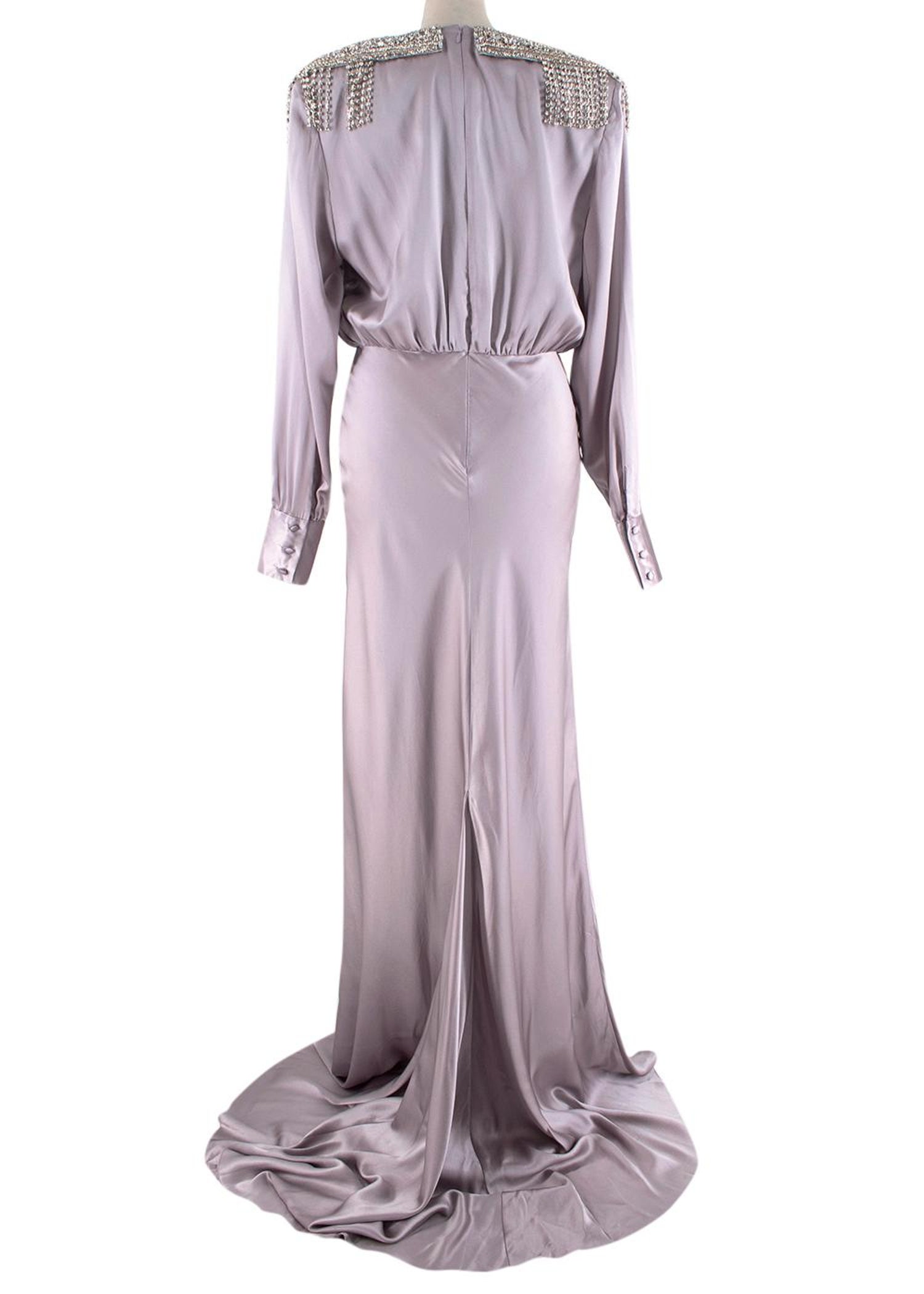 Alessandra Rich Crystal Embellished Lavender Silk Gown at 1stDibs