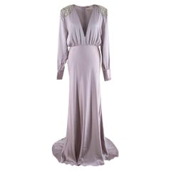 Alessandra Rich Crystal Embellished Lavender Silk Gown
