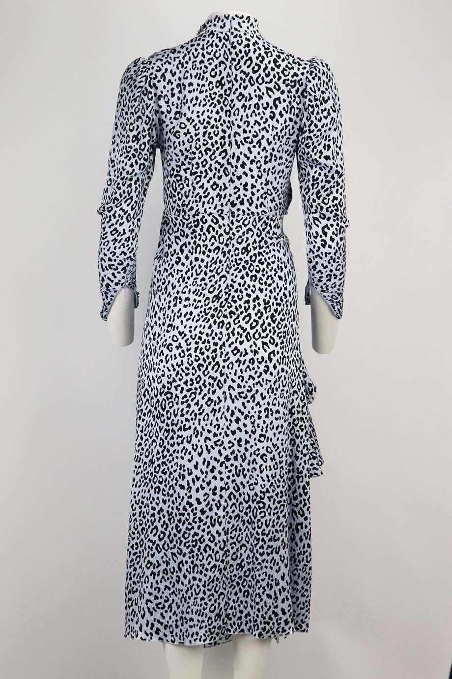 Grigio Alessandra Rich - Vestito midi in raso leopardato impreziosito da cristalli IT 36 UK 4