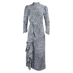 Alessandra Rich - Vestito midi in raso leopardato impreziosito da cristalli IT 36 UK 4