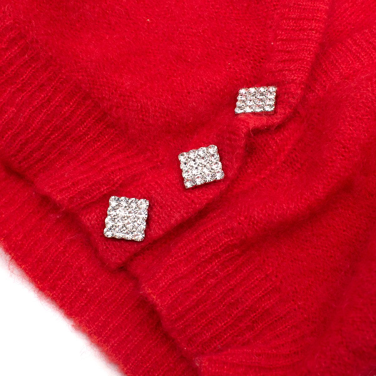 Red Alessandra Rich Crystal Embellished Mohair Blend Cardigan - Us size 