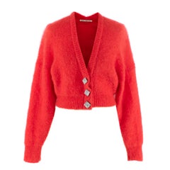 Alessandra Rich Crystal Embellished Mohair Blend Cardigan - Us size